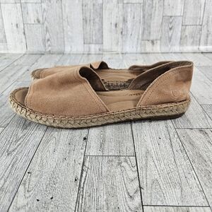 Born Seak Espadrille Sandal Women Size 7.5 Suede Flats Peach Open Toe Shoe